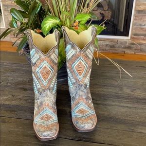 Corral Black-Bone Multicolor Diamond Boots